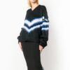 Off-White Detachable Sleeve Colorblock V neck Black