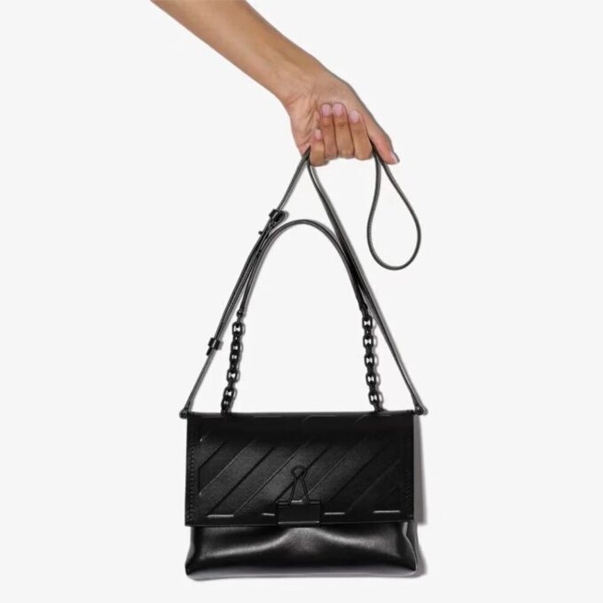 Off-White Diag Binder Clip shoulder bag Black