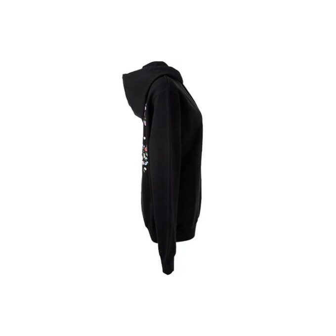 Off-White Flower Embroidered Arrow Hoodie Black