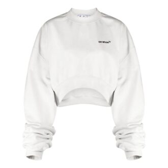 Off-White For All Helvetica Crop Over Crewneck “White Black”