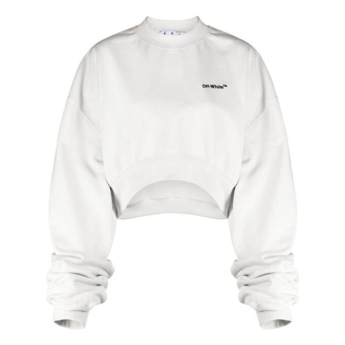 Off-White For All Helvetica Crop Over Crewneck “White Black”