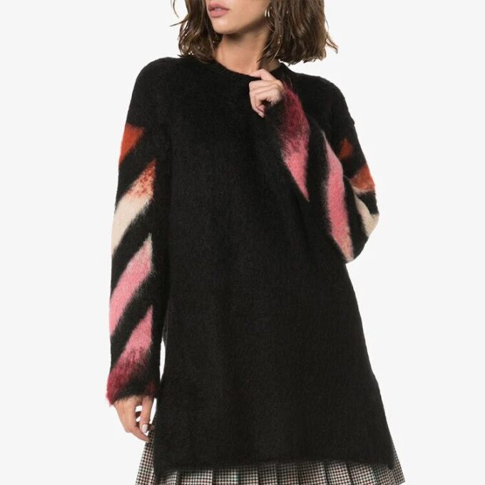 Off-White Geometric Gradient Mohair Sweater Black