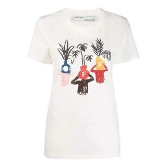 Off-White Graphic Print Round Neck Short Sleeve Normal Fit