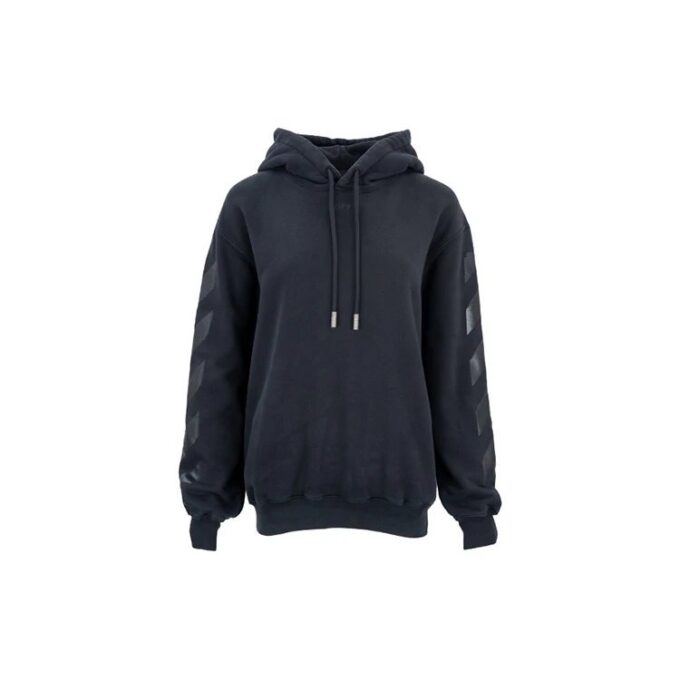 Off-White Hooded Cotton Sweater Black