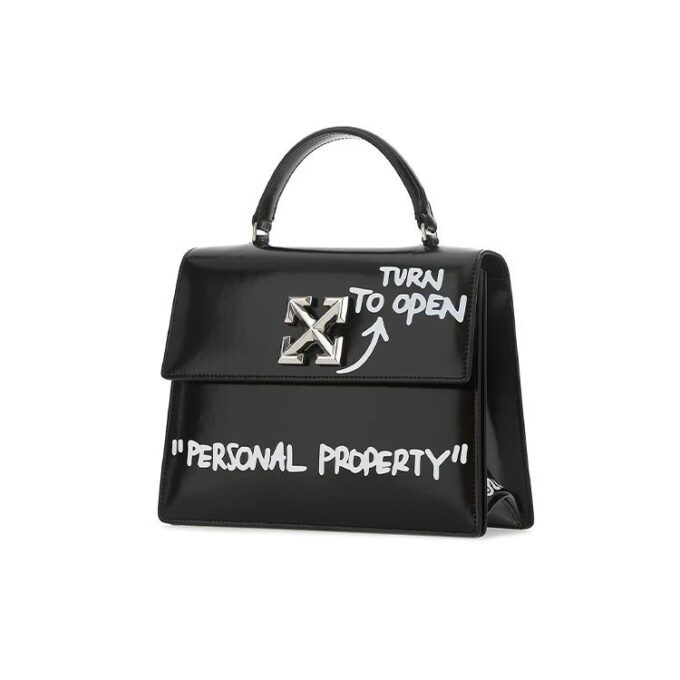 Off-White Jitney 1.4 Arrows Graffiti Printing Single-Shoulder Bag Black