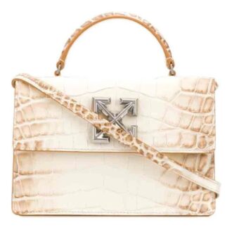 Off-White Jitney 1.4 Crocodile pattern handbag White