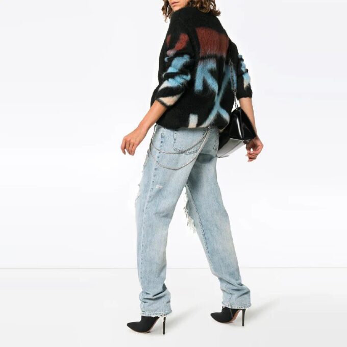 Off-White Knit Printing Black Dress