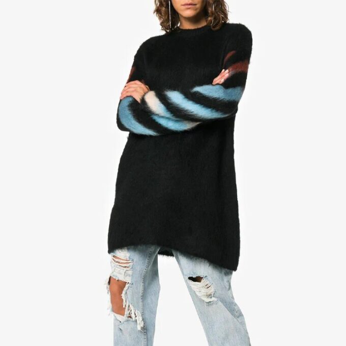 Off-White Knit Printing Black Dress