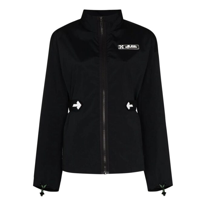 Off-White Large Logo Printing Stand Collar Windproof Jacket Black