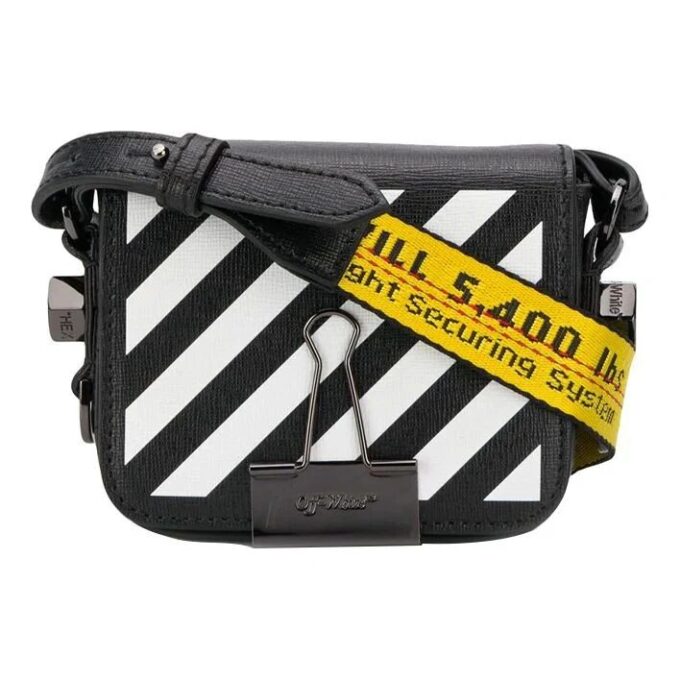 Off-White Leather 20 Binder Clip Single-Shoulder Bag Small Black
