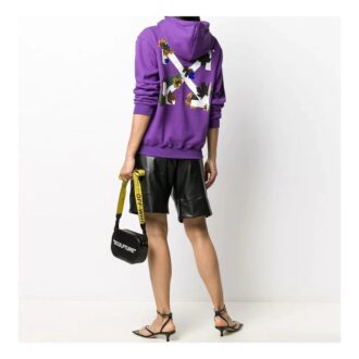 Off-White Leaves Arrow Drawstring Hood Purple Hoodie