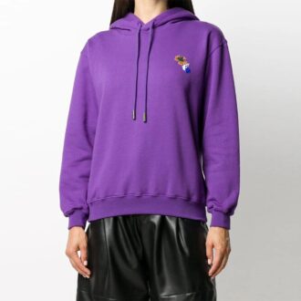 Off-White Leaves Arrow Drawstring Hood Purple Hoodie