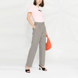 Off-White Logo Cotton Short Sleeve Slim Fit Version Pink