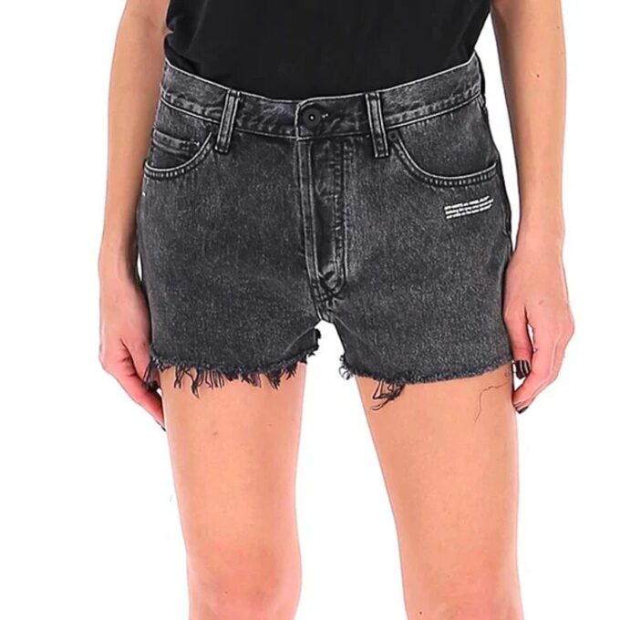 Off-White Logo Denim Black Shorts