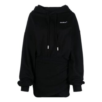 Off-White Logo-Embroidered Cotton Hoodie “Black”