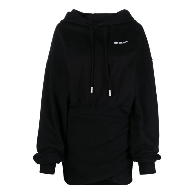 Off-White Logo-Embroidered Cotton Hoodie “Black”