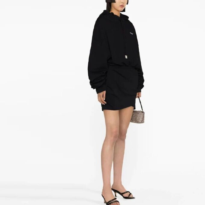 Off-White Logo-Embroidered Cotton Hoodie “Black”