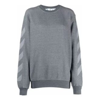 Off-White Logo Geometry Pattern Round Neck Pullover Hoodie Loose Fit Gray
