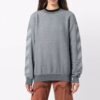 Off-White Logo Geometry Pattern Round Neck Pullover Hoodie Loose Fit Gray