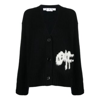 Off-White Logo Intarsia Cardigan “Black White”
