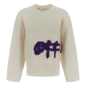 Off-White Logo Intarsia Crewneck “White Purple”
