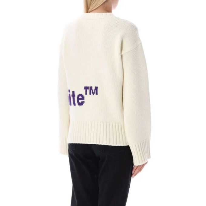 Off-White Logo Intarsia Crewneck “White Purple”
