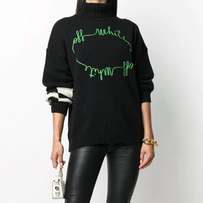 Off-White logo Knitted Sweater Black