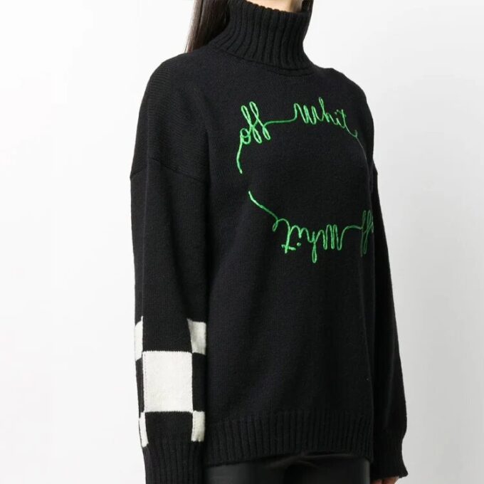 Off-White logo Knitted Sweater Black