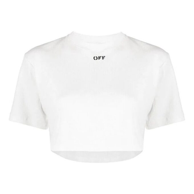 Off-White Logo ribbed Short Sleeve Loose Fit White