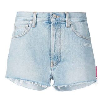Off-White Logo Washed Denim Shorts Ordinary Version Blue