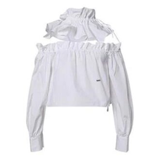 Off-White Long Sleeves Short White Tops
