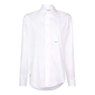 Off-White Loose Logo Embroidered Long Sleeves Shirt White
