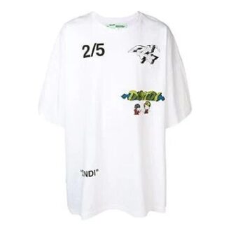 Off-White Men’ s 2/5 Back Printing Short Sleeve White T-Shirt
