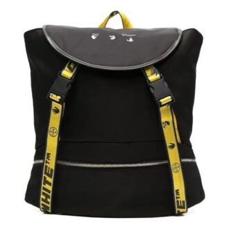 Off-White Men’ s 21 logo Printing Series Functional backpack schoolbag Black
