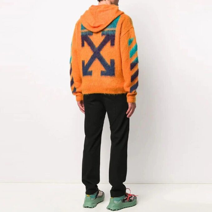 Off-White Men’ s 3d Logo Hooded Knit Orange