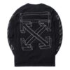 Off-White Men’ s 3D Printing Hollow Out Arrow Long Sleeves Black T-Shirt