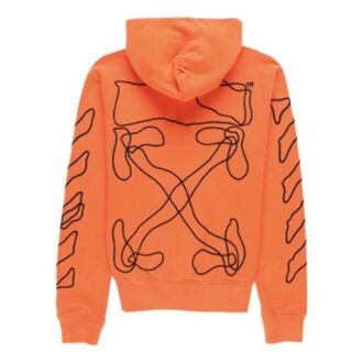 Off-White Men’ s Abstract Arrows Slim Arrow Washed Distress Geometry Embroidered Orange