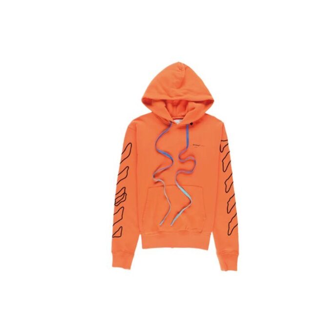 Off-White Men’ s Abstract Arrows Slim Arrow Washed Distress Geometry Embroidered Orange