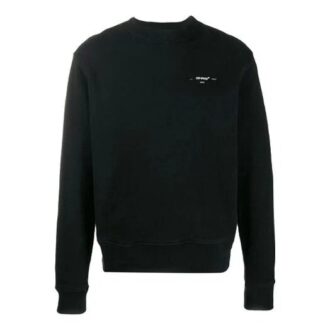 Off-White Men’ s Alphabet Logo Pattern Long Sleeves Loose Fit Black