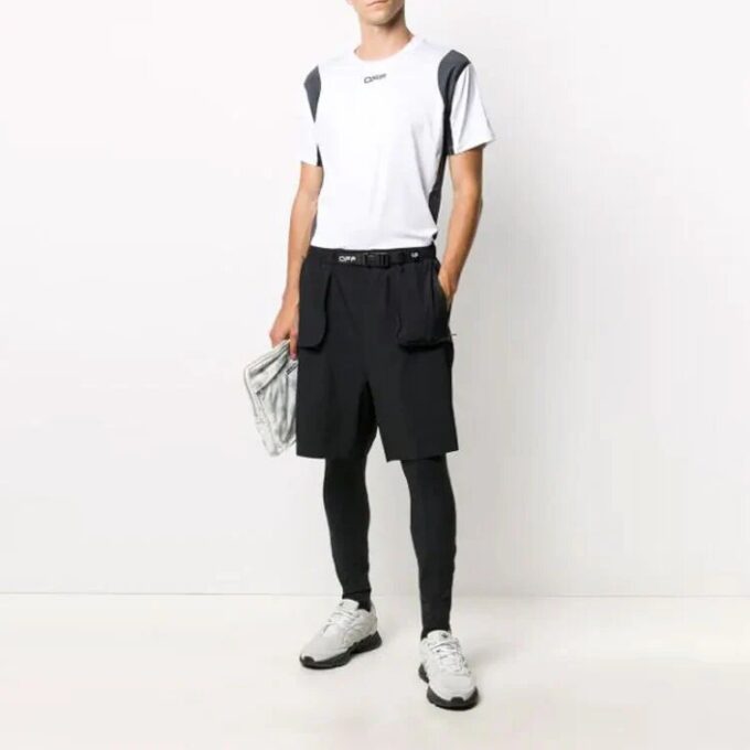 Off-White Men’ s Alphabet Pattern Casual Long Pants/Trousers Slim Fit Black