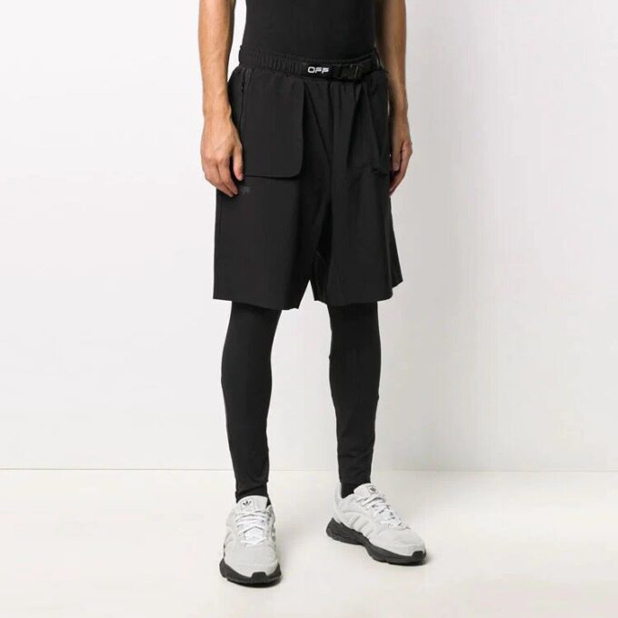 Off-White Men’ s Alphabet Pattern Casual Long Pants/Trousers Slim Fit Black