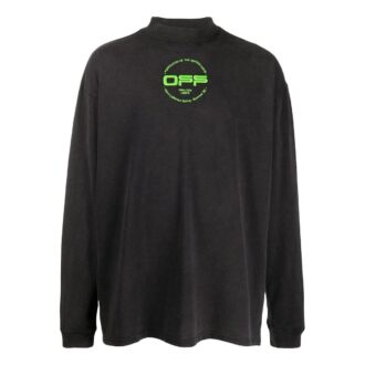 Off-White Men’ s Alphabet Printing Half Turtleneck Autumn Black