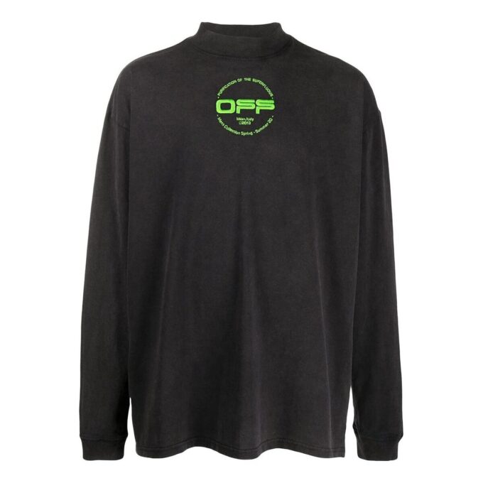 Off-White Men’ s Alphabet Printing Half Turtleneck Autumn Black