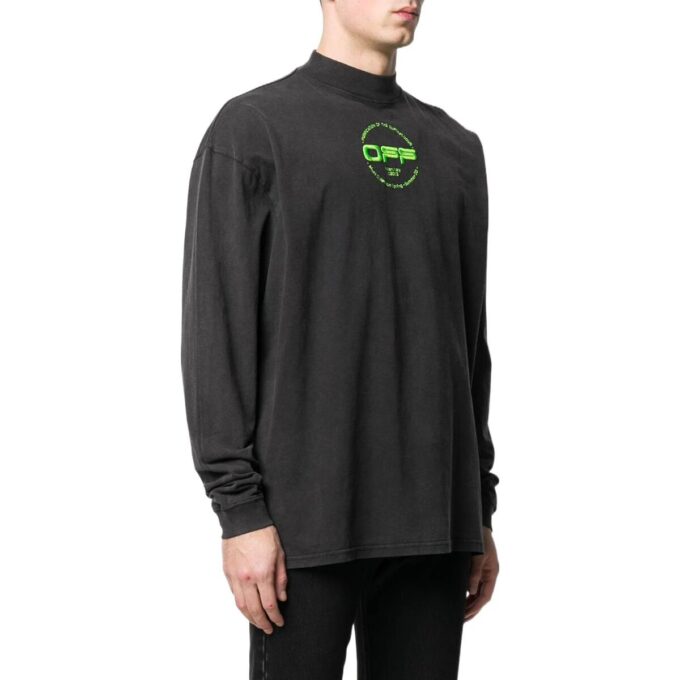 Off-White Men’ s Alphabet Printing Half Turtleneck Autumn Black