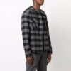 Off-White Men’ s Arrow Flannel Plaid Crossover Long Sleeves Black Shirt