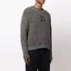 Off-White Men’ s Arrow Pattern Logo Jacquard Solid Color Wool Sweater Gray