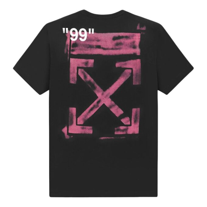 Off-White Men’ s Arrow Pattern Short Sleeve Loose Fit Black T-Shirt