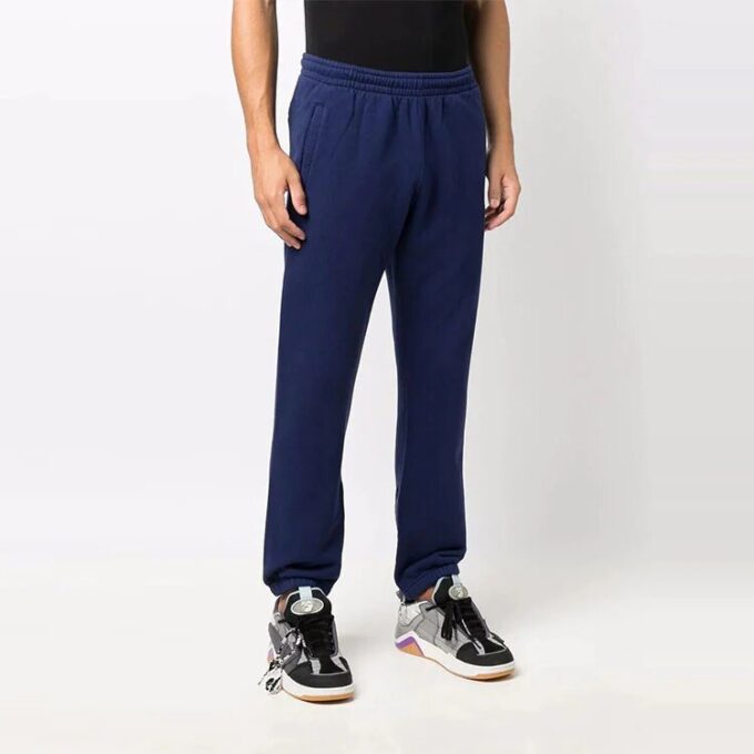 Off-White Men’ s Arrow Pattern Solid Color Bundle Feet Sports Pants/Trousers/Joggers Blue