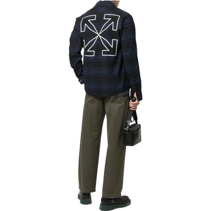Off-White Men’ s Arrows Plaid Flannel Blue Shirt