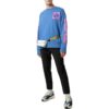 Off-White Men’ s Back Abstract Pattern Knit Round Neck Blue